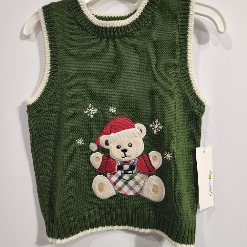 Greendog Y2K Christmas Sweater Vest Boy's 24 Months 100% Cotton NWT
